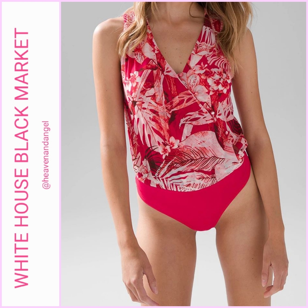 NEW WHBM Sleeveless Tropical Mesh Bodysuit